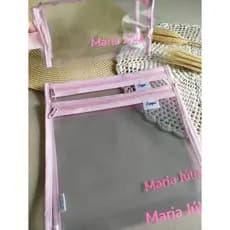 Kit Organização da creche personalizado l Saquinho Organizador Transparente com Nome do Bebê