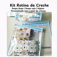 Kit rotina da creche personalizado l Saquinho Organizador Transparente com Nome do Bebê