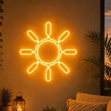 Painel Neon Led Sol Amarelo Decorativo Verão Luz Ambiente Quarto Sala Festa Luminária Acrílico