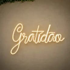 Painel Acrílico Neon Led Gratidão Quarto Decoração Branco Quente
