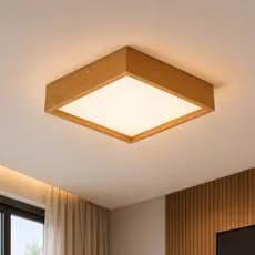Plafon Quadrado MDF Madeira 40x40 ou 50x50 Luminária De Teto Sala Quarto 4 Lâmpadas Moderno
