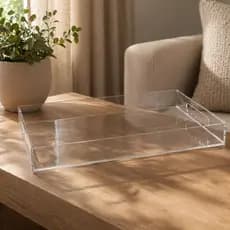 Bandeja Acrílico Transparente 40x30 Grande 3mm Multiuso Decorativa Organizador Premium Minimalista