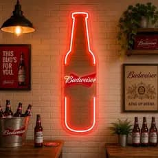 Placa Neon LED Garrafa de Cerveja Decorativa Acrílico Luminoso Beer Bar Pub Área Gourmet Parede