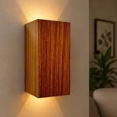 Arandela Retangular MDF Madeira Decorativa G9 Luminária Parede Moderna 16cm Sala Quarto Corredor