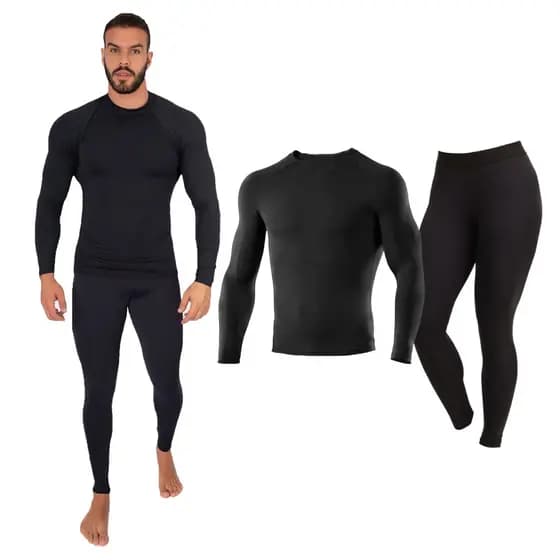 Kit 3 Conjuntos Blusa + Calça Térmica Proteção UV Segunda Pele Unissex