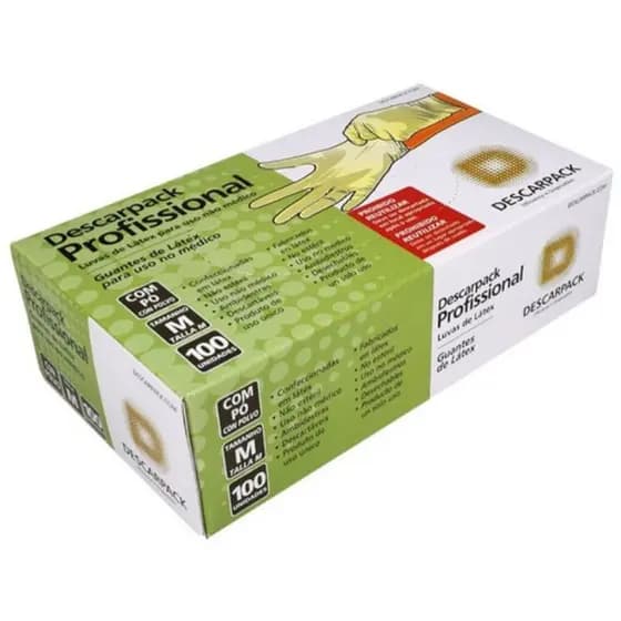 Kit 1000 Luvas Latex Descartaveis C/ Pó PP, P, M, G (Cx C/ 100 un)