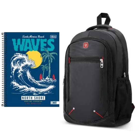 Kit Escolar Mochila e Caderno 10 Matérias Econômico - Kit Volta as Aulas