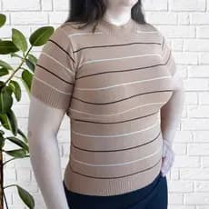 Blusa Modal Listrada Manga Curta Moda Primavera Verão