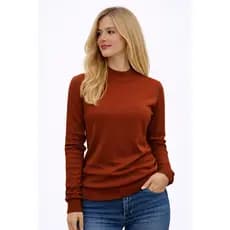 Blusa Feminina de Inverno Lisa Manga Longa com Elastano Suéter Moda Trico Outono Inverno