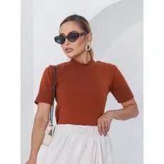 Blusa Lisa Manga Curta com Elastano