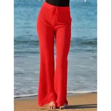 Calça Saida de Praia Tricot Ponto Crochê Vazado Moda Verrão