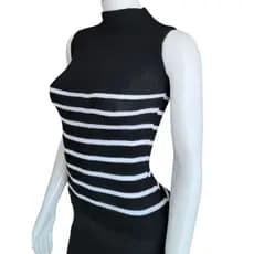 Blusa Garrafinha Canelada Listrada Moda Tricot Feminina