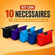 Kit Necessaire Feminina 10 Peças Impermeável Organizadora de Maquiagem e Viagem