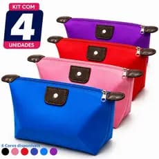 Kit Necessaire Feminina 4 Peças Impermeável Organizadora de Maquiagem e Viagem
