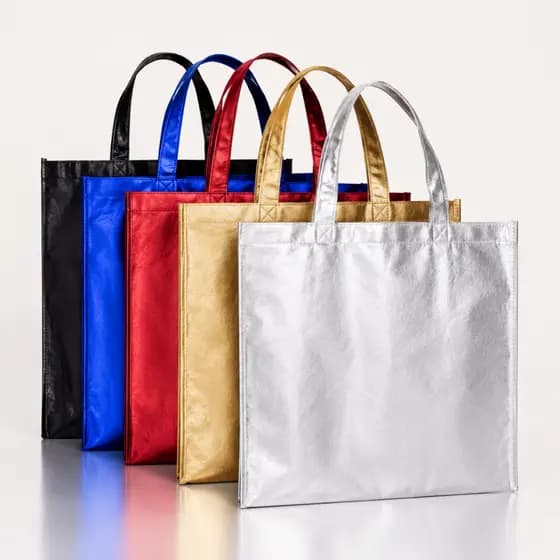Kit Sacolas TNT Metalizadas Várias Cores Reutilizáveis 5 ou 10 Unidades