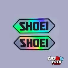 kit com 2 adesivos shoei holográfico que muda de cor para capacete, moto, bike, carro, bicicleta, refletivo