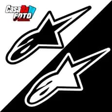 Adesivo Alpine 12cm para moto, capacete, bike, carro e decoração motocross trilha branco preto figurinha