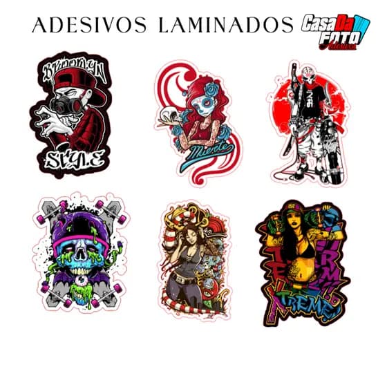 Cartela de Adesivo Old School em Vinil Laminado Resistente á água style sk8 girl grafite para bike carro moto decoração