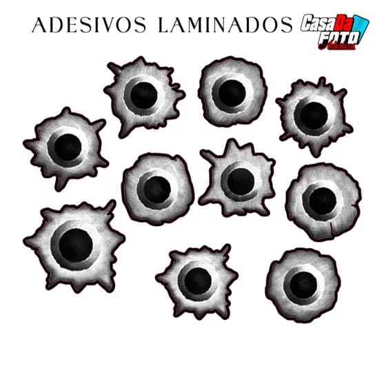 Cartela de Adesivo Buraco de bala marcas de tiro em Vinil Laminado, Resistente á água para moto bike carro e decoração