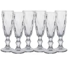 Conjunto Taça Champagne Diamond Vidro 170ml 6 Peças