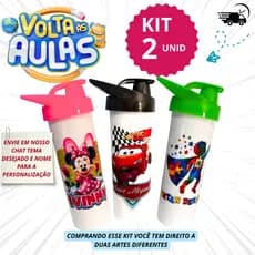 KIT 2 Garrafa de Água  - Squeeze - Personalizada Acrílico 475ml - Sua Arte - Nome - Desenho - Logo