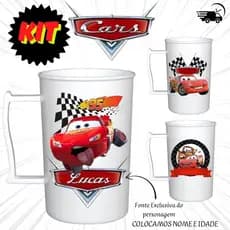 Kit apartir de 15 Unid. Personalizado relampago mcquueen Acrílica 400ML- Lembrancinha - nome e idade