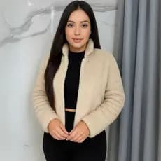 Casaco Teddy Pelinho Feminino Sem Capuz Blusa de Frio Peluciada Para Mulheres