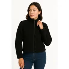 Casaco Feminino Teddy Blusa de Frio Gola Alta de Pelinho Sem Capuz Aesthetic Blogueira Gringa
