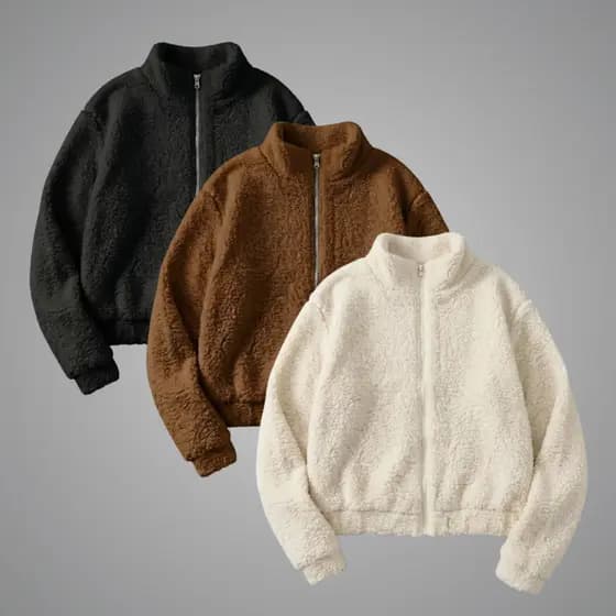 Casaco Teddy Feminino Carneirinho Gola Alta Blusa De Frio Sem Capuz Estilo Aesthetic