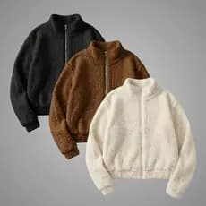 Casaco Teddy Feminino Carneirinho Gola Alta Blusa De Frio Sem Capuz Estilo Aesthetic
