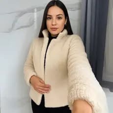 Casaco Peluciado Feminino Teddy Gola Alta Blusa de Frio Sem Capuz Para Mulheres