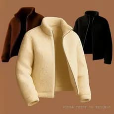 Casaco Teddy Feminino Pelucia Blusa de Frio Gola Alta Sem Capuz