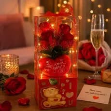 Presente Decorativo Enfeite Com Rosas E Coração De Pelúcia I Love You Lembrancinha Romantico