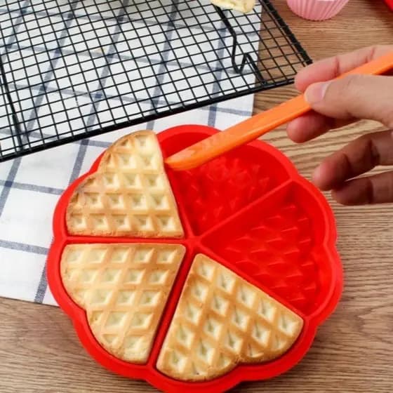 Forma de Silicone Waffle Chocolate Ovo Air Fryer 5 Cavidades Não Gruda Fácil De Limpar