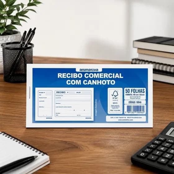 Bloco Recibo Com Canhoto 50 Folhas Kit 20 Unidades Animativa