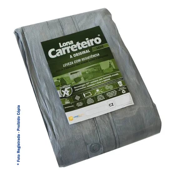 Lona Carreteiro Leve 5x3 Cinza 100 Micras Multiuso Impermeável