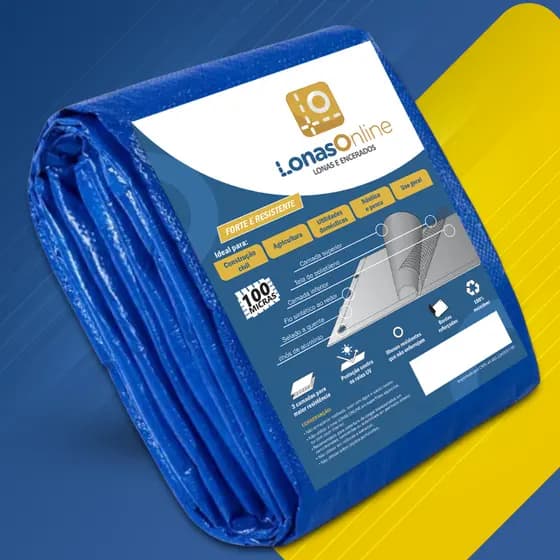 Lona 6x4 Azul Multiuso C/ Ilhos 100 Micras Leve Impermeavel Barraca Camping