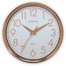 RELOGIO DE PAREDE REDONDO ROSE GOLD 23 cm NATIVO