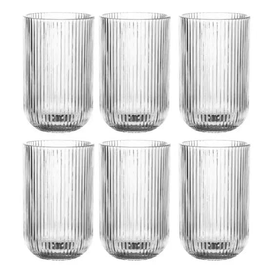 Jogo Copos de Vidro Canelado 460ml Design Elegante e Resistente 6 Peças
