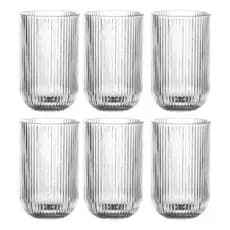 Jogo Copos de Vidro Canelado 460ml Design Elegante e Resistente 6 Peças