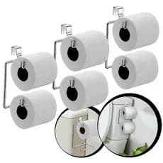 Kit 3 Suportes Porta Papel Higiênico Duplo Para Caixa Acoplada Cromado Prateado Linha Premium