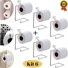 Kit 6 Suporte Porta Papel Higiênico Duplo Para Caixa Acoplada Cromado Aramado Prata COM NOTA FISCAL 19X12,5CM