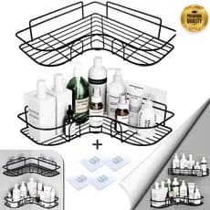 Kit 2 Porta Shampoo Box Cantoneira Prateleira De Cozinha Banheiro Sem Furo Organizador Com Adesivo
