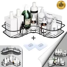 Porta Shampoo Box Cantoneira Prateleira De Banheiro Cozinha Sem Furo Premium Organizador Com Adesivo