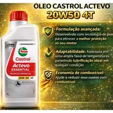 Lubrificante Castrol Actevo 20W50 4T 1L Proteção Actibond para Motos Uso Intenso