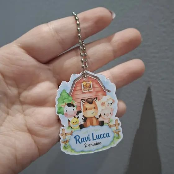 Tag Fazendinha Personalizada com Nome e Idade | Lembrancinha de Aniversário com Correntinha lembrancinha fazendinha