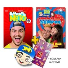 2 Livros de atividades Luccas Neto com Máscara e Adesivos Os Aventureiros Infantil