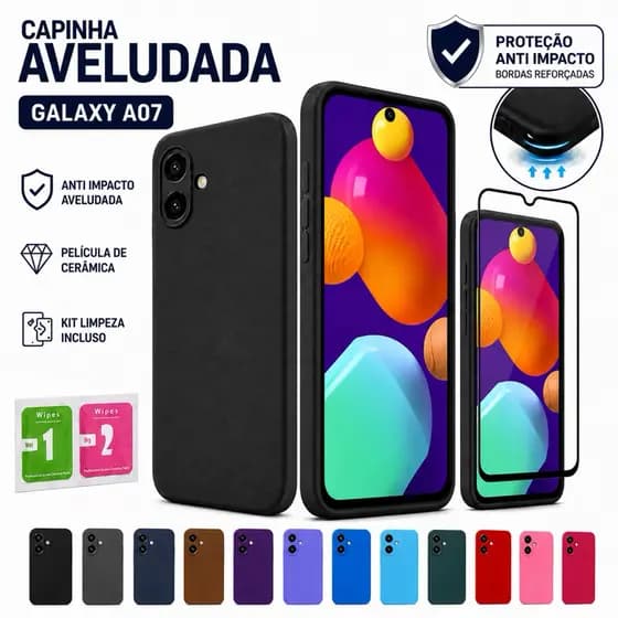 Capinha Capa Samsung Galaxy A07 4G/5G Anti Impacto Aveludada + Película de Cerâmica