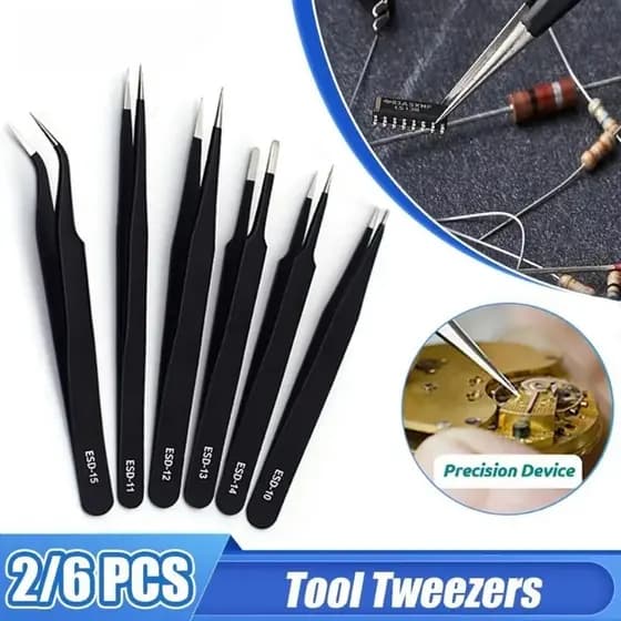 Kit 6 Pinças Aço inoxidável ferramenta manutenção celular pinça