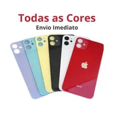 Tampa de vidro para iPhone 11 com LOGO todas as cores furo grande da camera